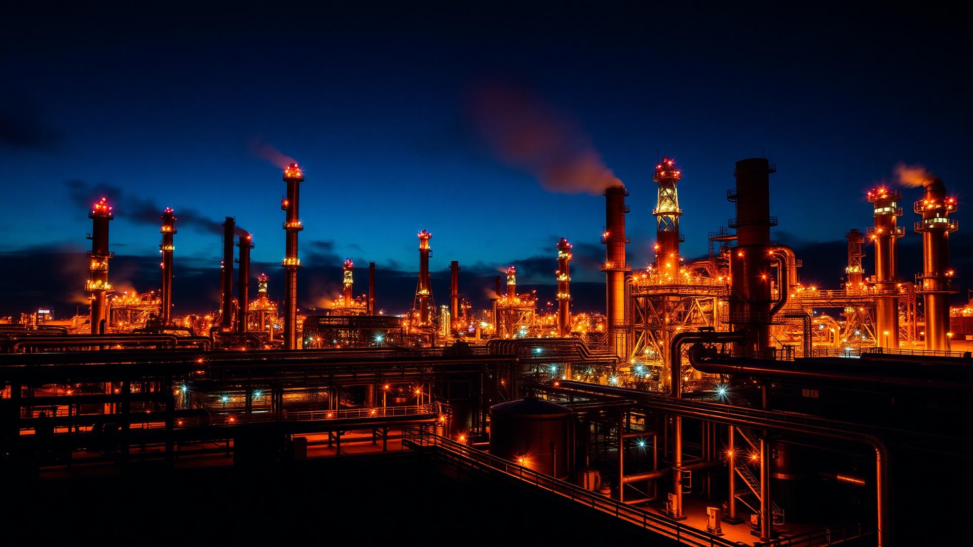 Chemical refinery at twilight